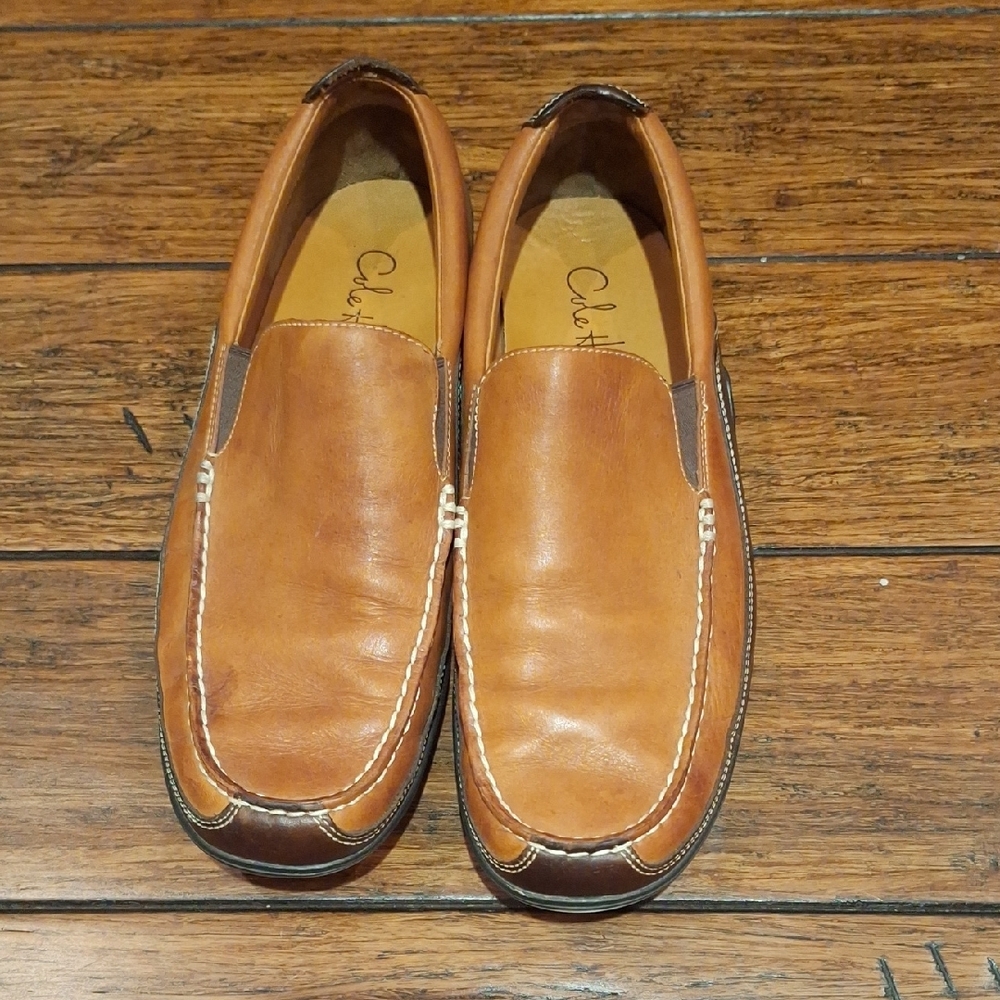 COLE HAAN Men's Tan And Brown Leather Driving Loafers